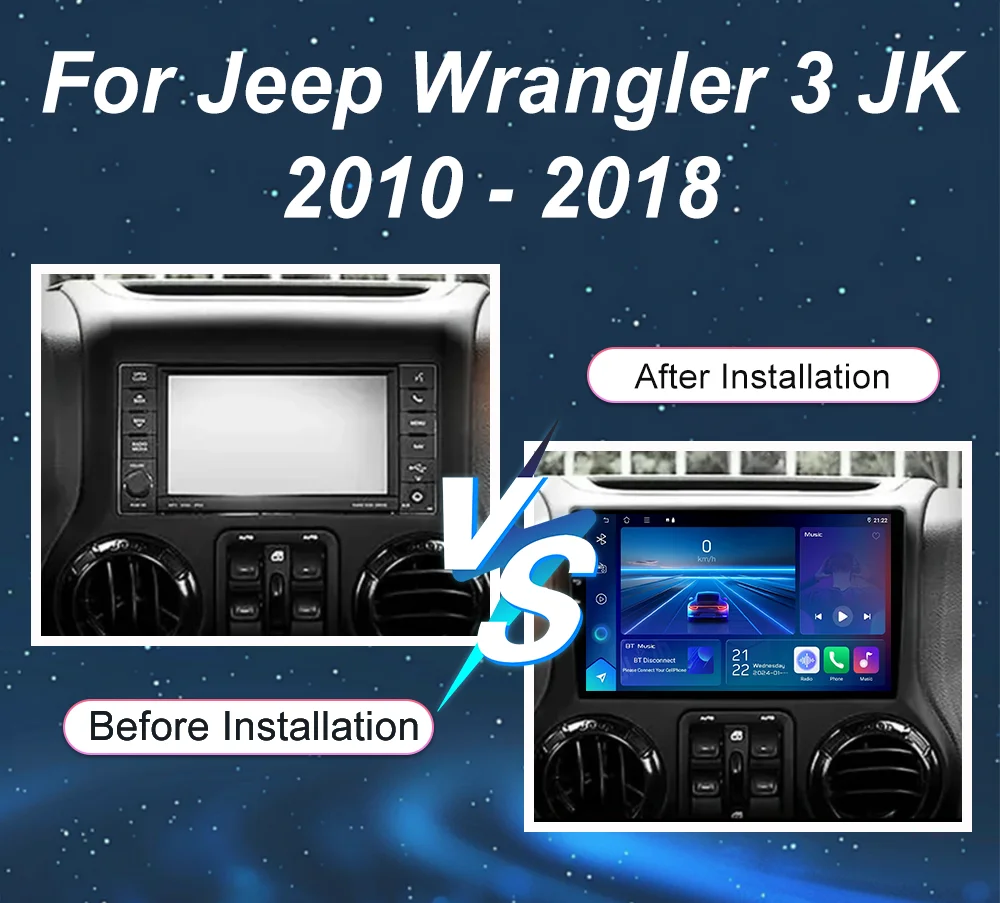 Car Android 16 Radio Stereo For Jeep Wrangler 3 JK 2010-2018 Auto Multimedia Player GPS Navigation Carplay Head Unit QLED Screen