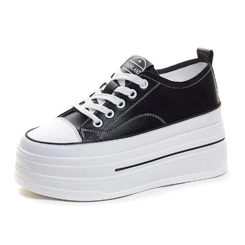 

8 см из натуральной кожи, весна-лето, высокие брендовые удобные весенне-осенние вулканизированные женские кроссовки на платформе, массивные лоферы