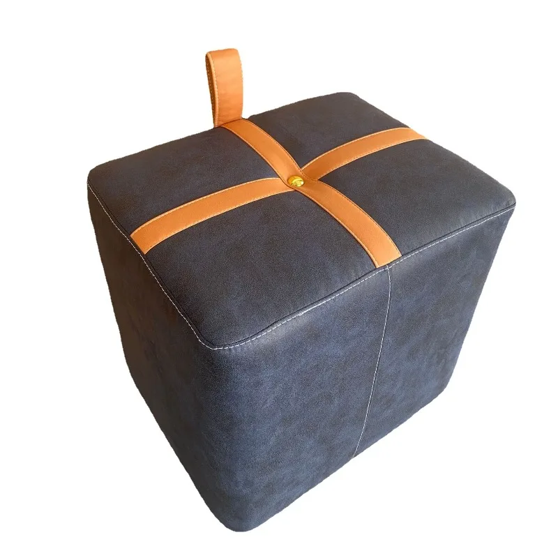 

Home door shoe change stool ins wind light luxury pu low stool, shopping mall creative simple sofa chair living room coffee tabl