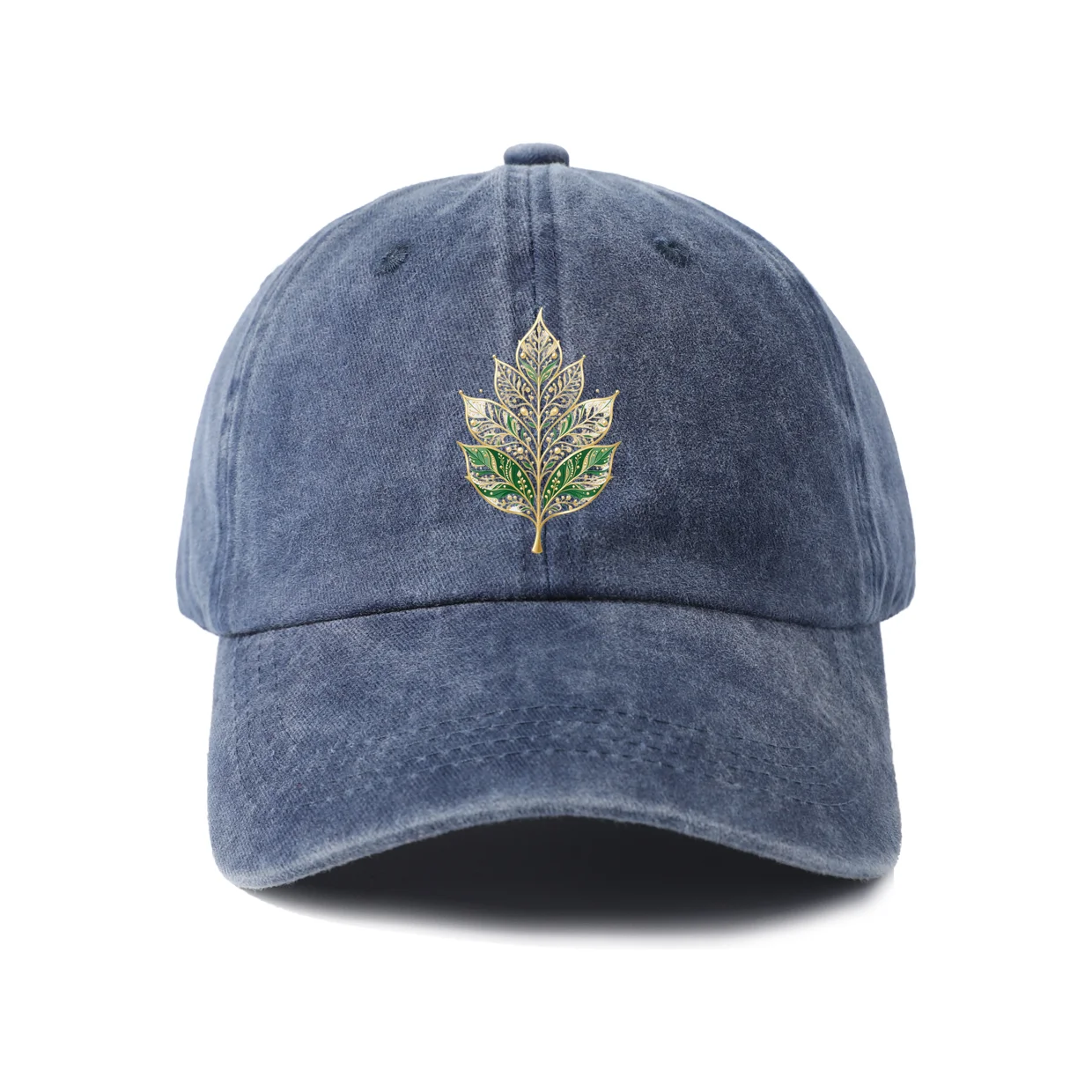 Botanical Leaf Christmas Tree Graphic Vintage Washed Baseball Cap, Adjustable Unisex Dad Hat, Casual Gift