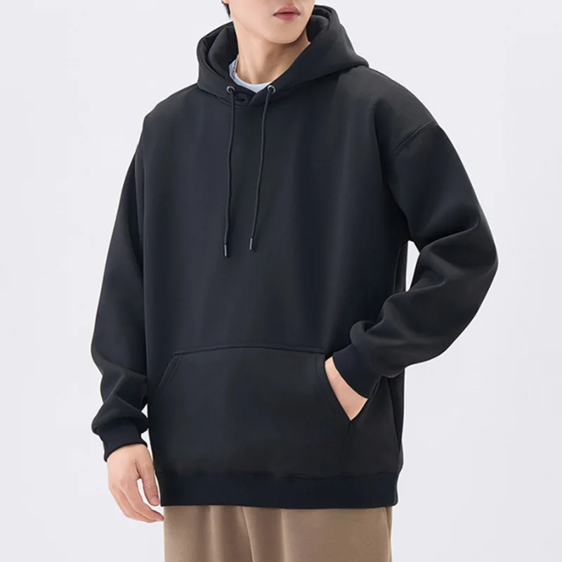 470G-570G HeavyWeight Cotton New Autumn Casual Men's Top Solid Color Loose Pullover Hoodies Sweatshirt Long-Sleeve Men Clothing