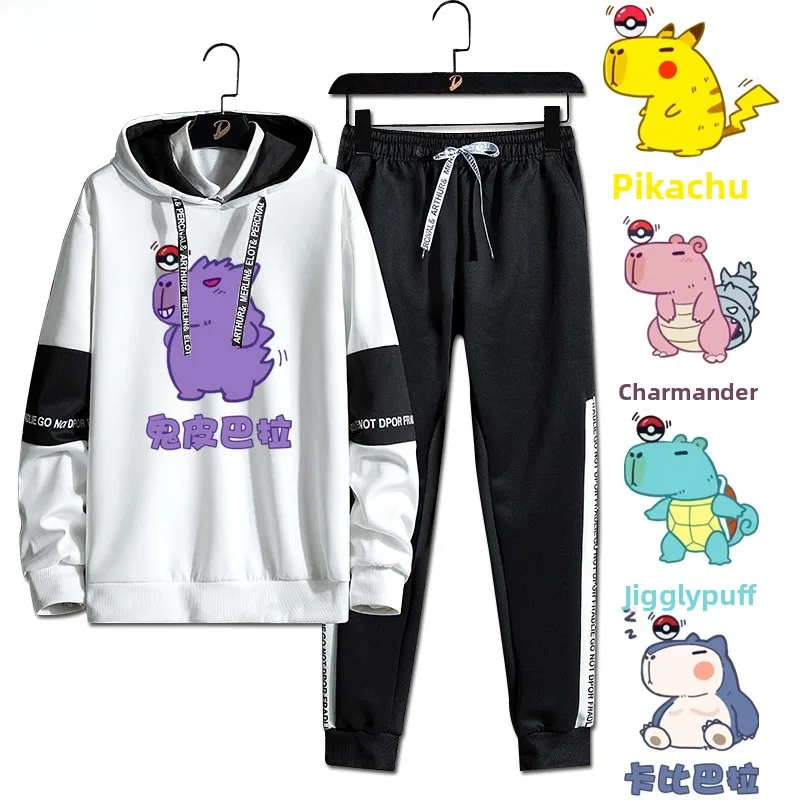 

Комплект худи и брюк с принтом капибары в стиле японской студенческой мультяшной одежды, осенне-зимний, с длинными рукавами, молодежный модный комплект