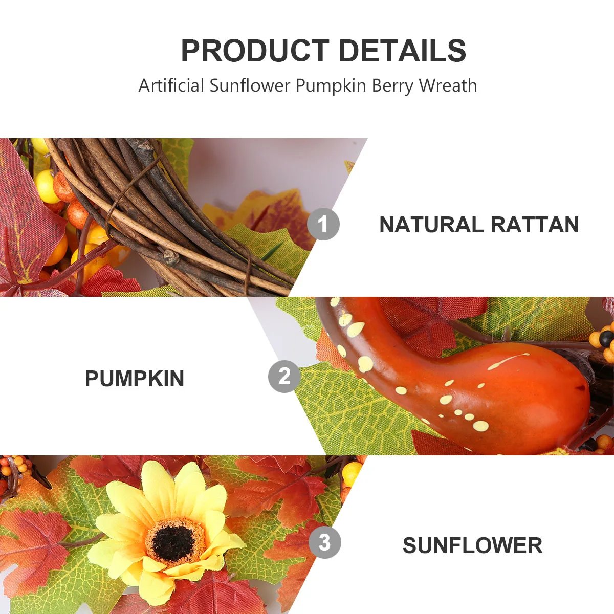 

Fall Decorations for Home Artificial Garland Wreaths Maple Leaf Orange Wooden Rattan