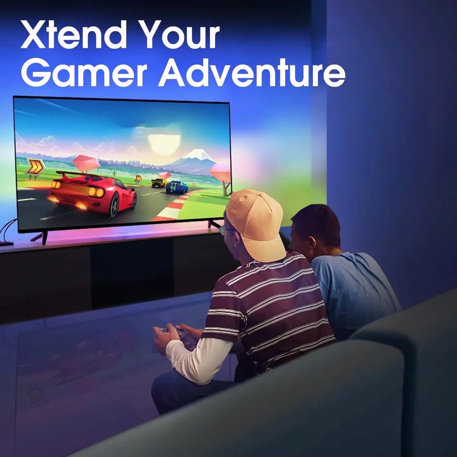 TV LED Backlight Without Strip Lights with HDMI Sync Box, Game Bedroom Home Decor with Music Sync for 55~65 Inch TVs PC