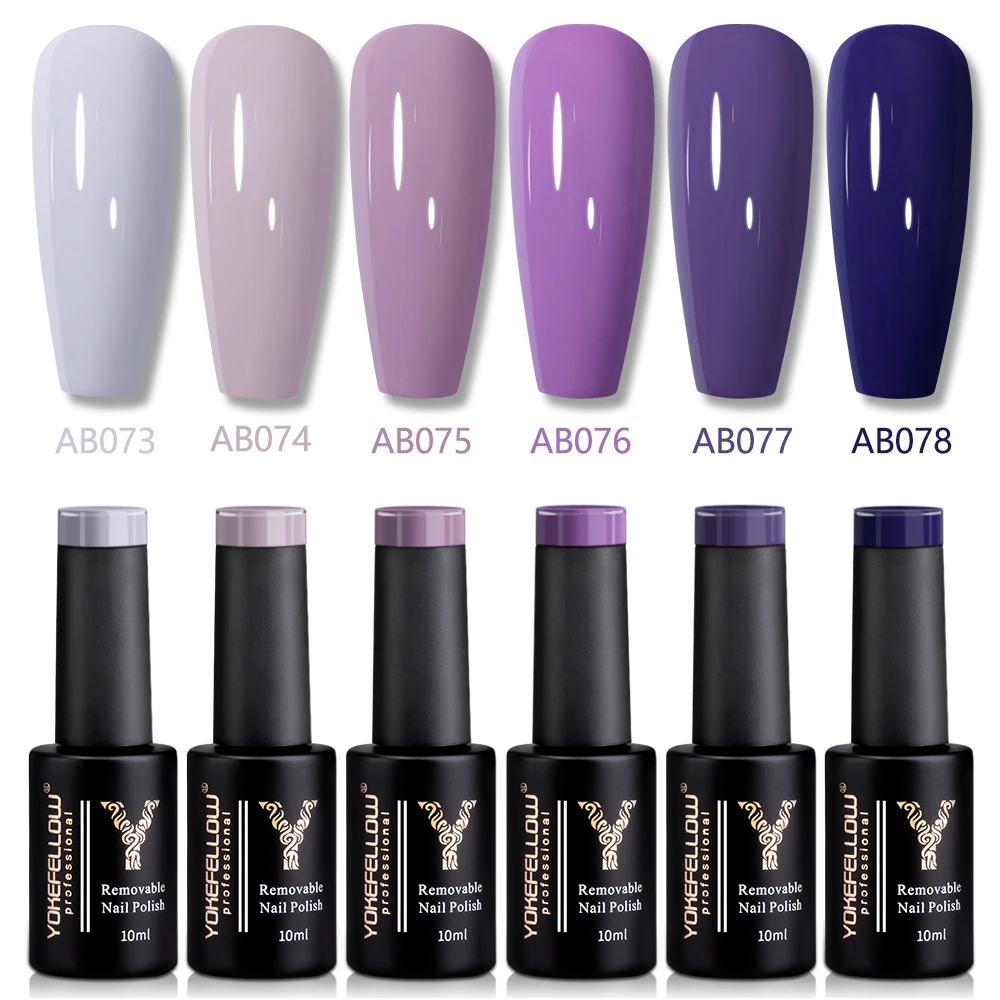 YOKEFELLOW Gel Nail Polish Set Purple 6Pcs 10ML Semi permanent Gel Varnishes Rich Pigment Low Odor for Professional Manicure Kit