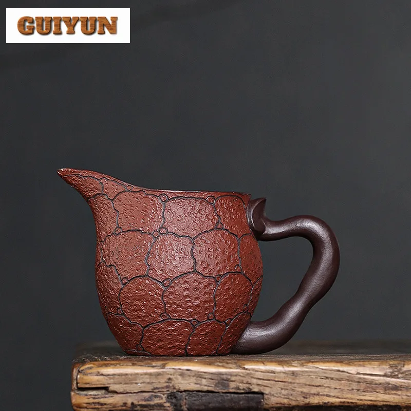 240ml Aesthetic Yixing Purple Clay Tea Pitcher Handmade Ruyi Lingzhi Justice Cup Raw Ore Mud Kettle Zisha Tea Set Tea Ceremony