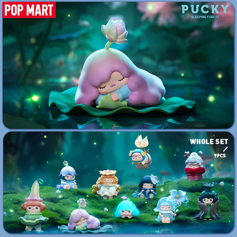 POP MART Pucky Sleeping Forest Série Mystery Box, Action Figure, Blind Box, Toy Art bonito, 1pc, 9pcs