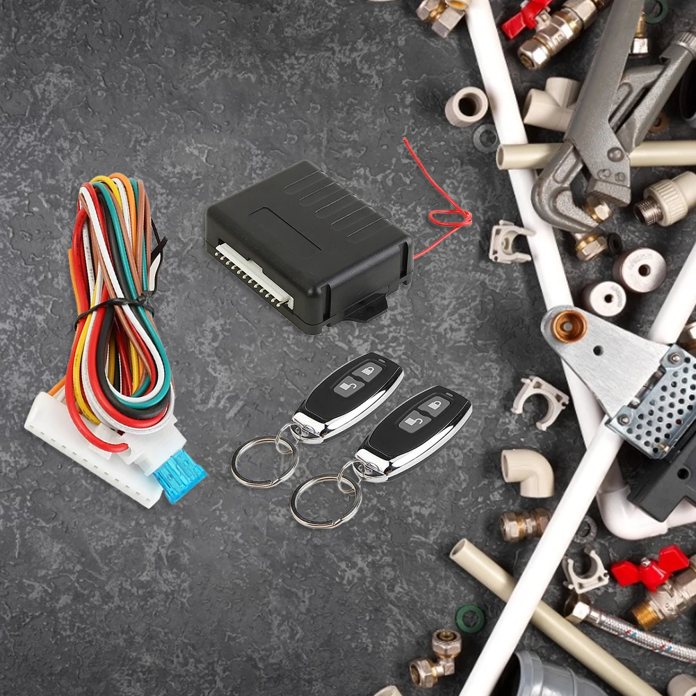 車のリモートセントラルドアロックキット、リモートコントロールキーレスエントリーアラームシステム付き、433.92MHzキーチェーンセントラルキットシステムボタン