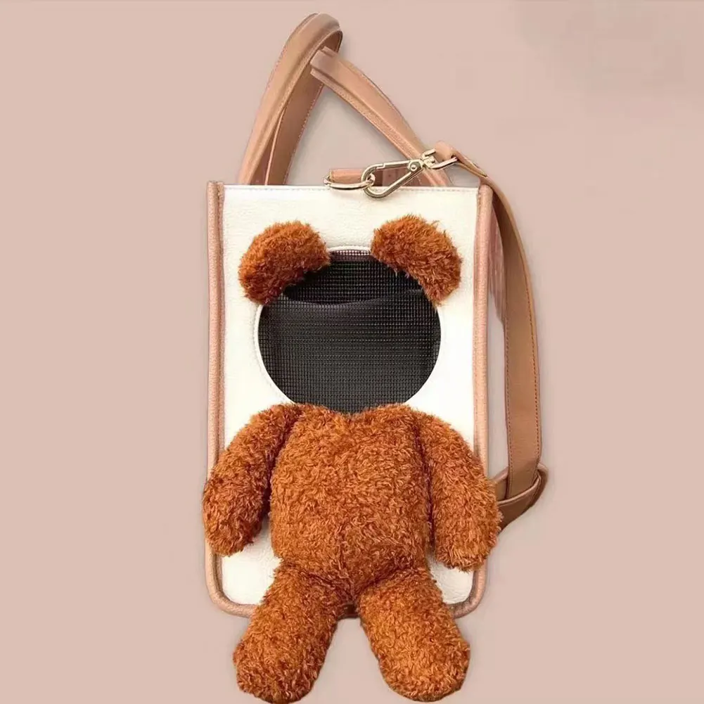 Portable Pet Carrier Tote Bag Adorable Peek-a boo Design Bear Dog Carrier Bag Pet Travel Comfortable Carry For Small Medium Cats view 4