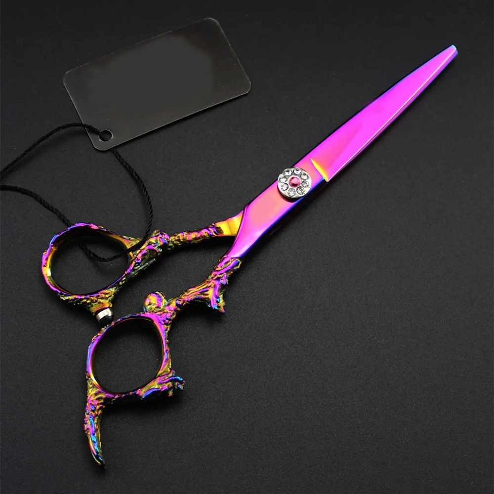 Professional JP 440c steel 6 \'\' Gem Dragon Purple cut hair scissors haircut thinning barber cutting shears hairdressing scissors