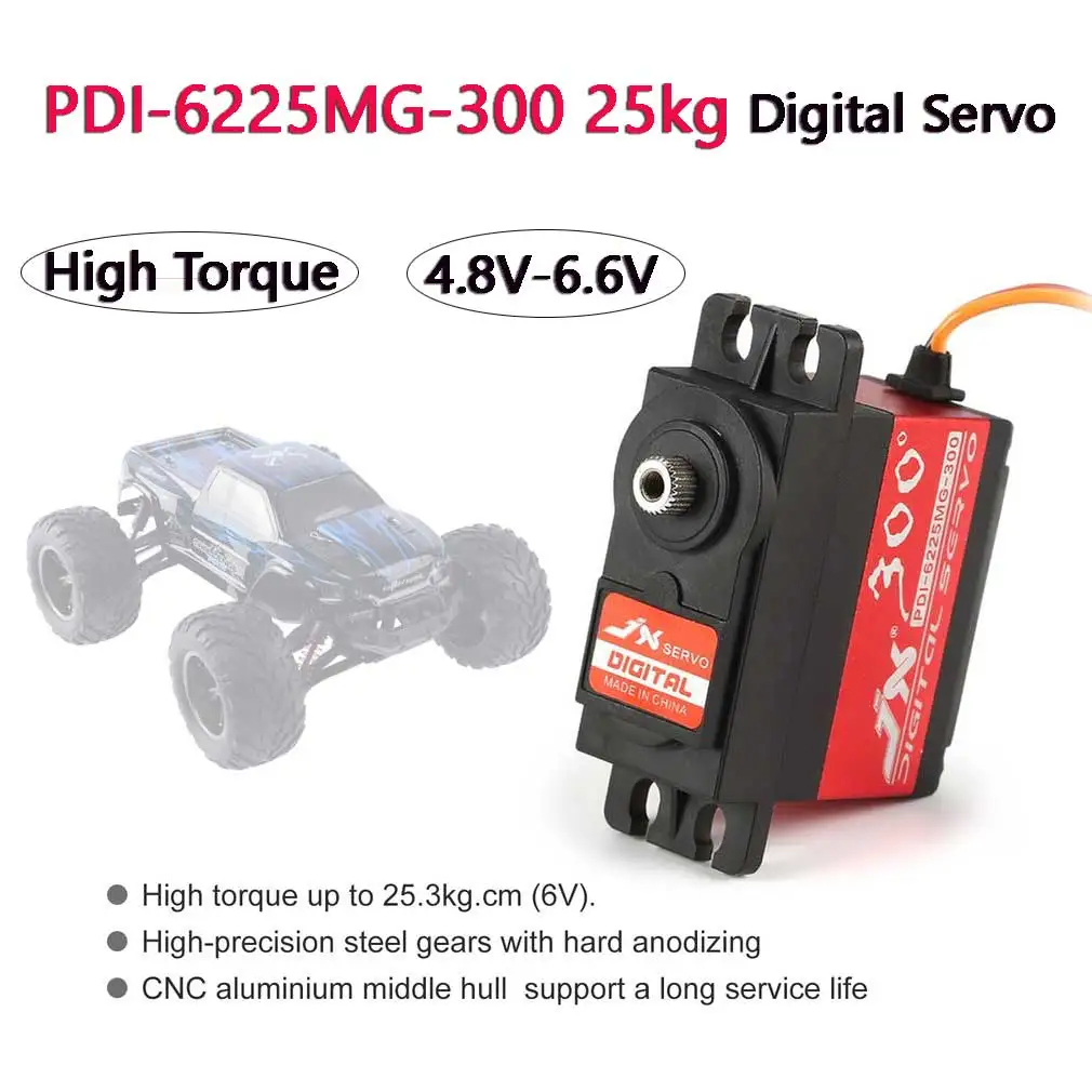 

JX PDI-6225MG 25kg Metal Gear Digital Servo 300 Degrees ​High Torque for RC Racing Car Robort Arm RC Helicopter RC Model Parts
