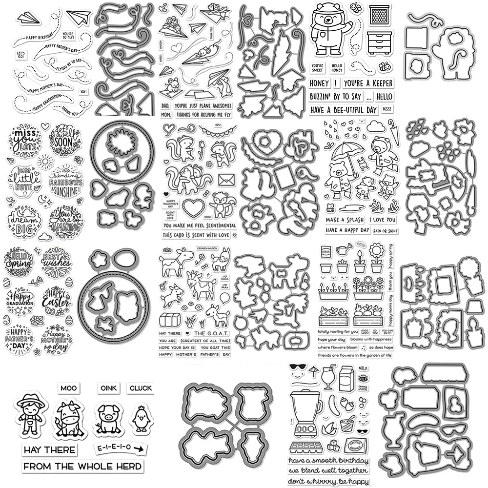 Parfum avec amour Skunk hiver paquets timbres clairs et matrices de découpe en métal pour bricolage artisanat fabrication de carte Album Scrapbooking décoration