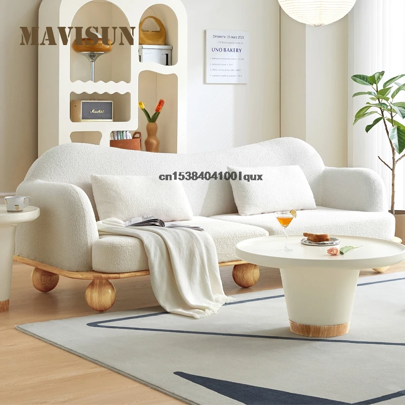 Living Room Sofa For Small Apartment Minimalist Couch Of Velvet Fabric Household Furniture Designer Solid Wood Feet White Sofa