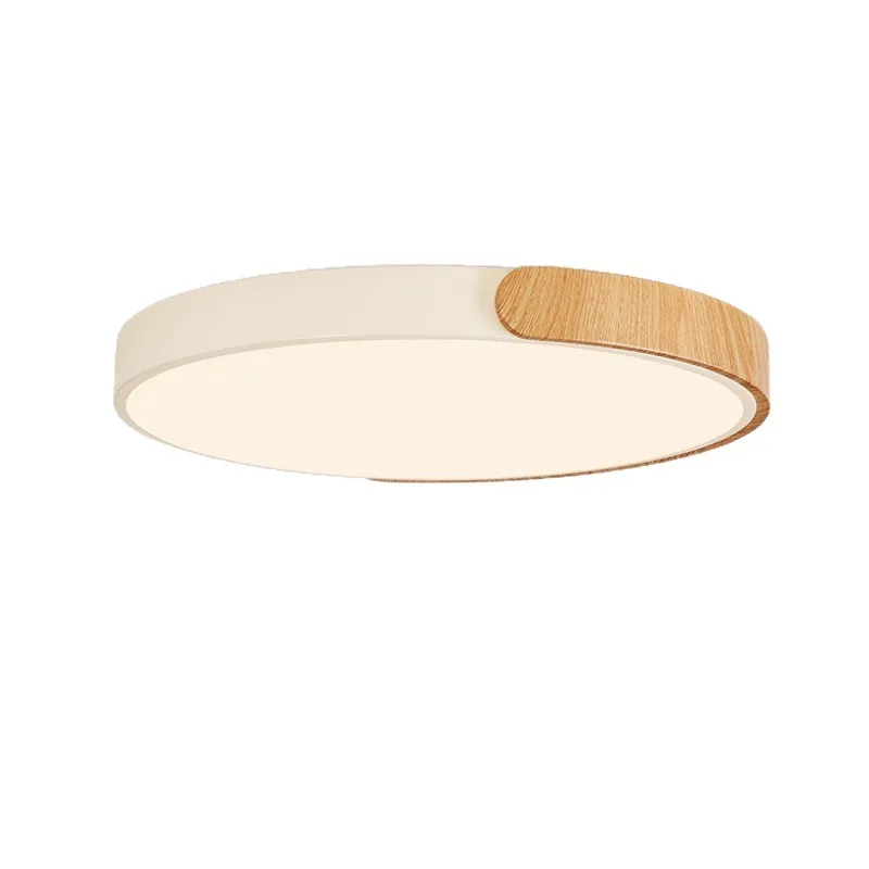 

Log wind bedroom ceiling light, minimalist wabi-sabi Japanese-style round, room light cream retro