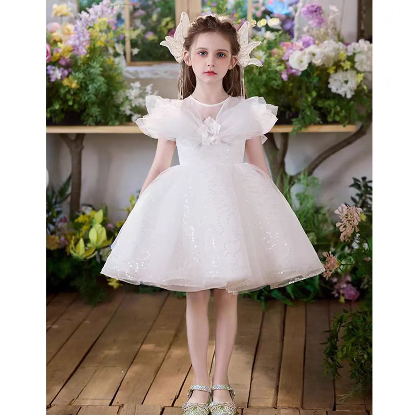 

Dreamy Vow J849 Adorable Scoop Applique Tulle Flower Girl Dress Sleeveless Wedding Birthday Party First Communion Prom Ball Gown