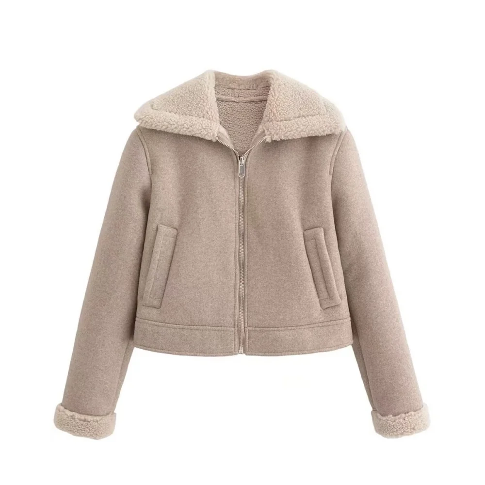 

2024 autumn and winter new fashionable women's clothing simple and versatile casual warm cotton jacket with a collar