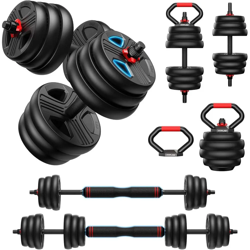 Adjustable dumbbell set,20/35/45/55/70/90lbs Free Weights set with upgraded nut, 5 in 1 Weight Set Used as Kettlebells, Barbell,