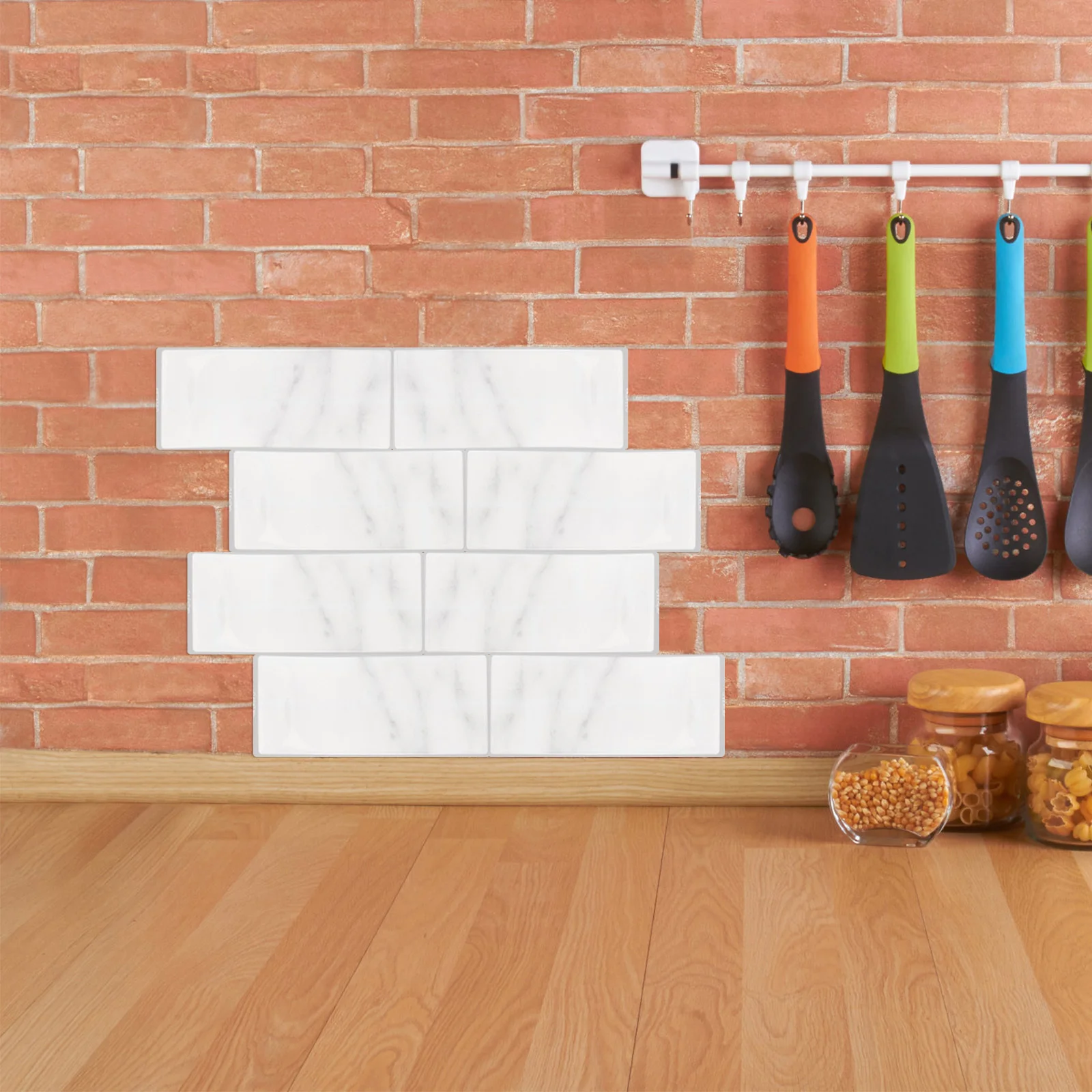 

1 Sheet 3D Effect Wall Stickers Self Adhesive Peel Stick Tile Backsplash For Kitchen Bathroom Oil Resistant Easy Clean Home