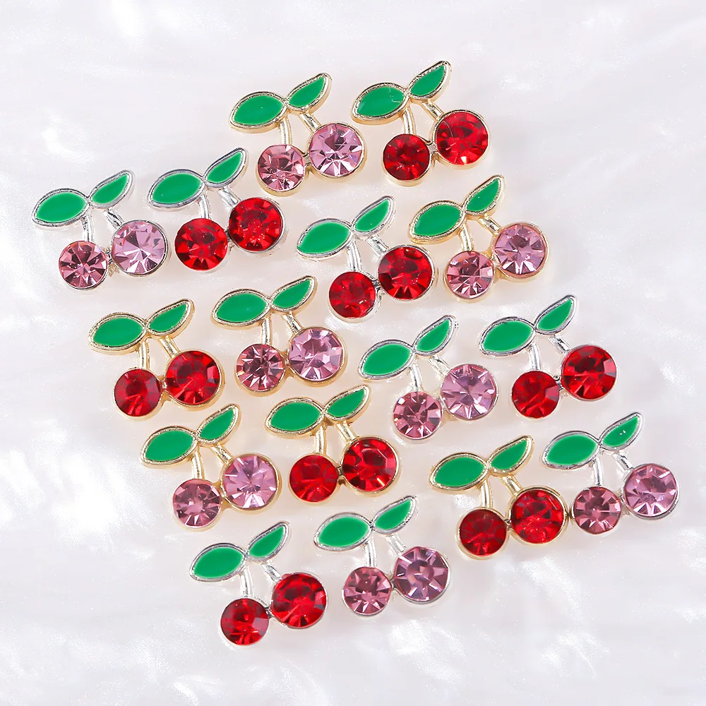 3d Cherry Steentjes Nagels Figuren Japanse Decoratie Metalen Fruit Kersen Bedels Edelstenen Manicure Diy Sieraden Nail Art Accessoires