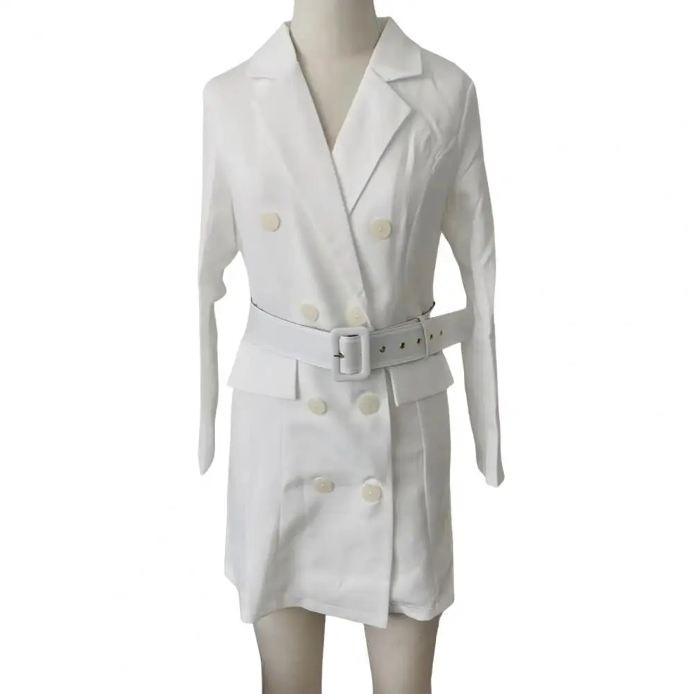 

2025 Autumn Slim Blazer Dress Women Elegant Double Breasted Office Lady New Casual Button Belt Mini Dresses Solid Party Workwear