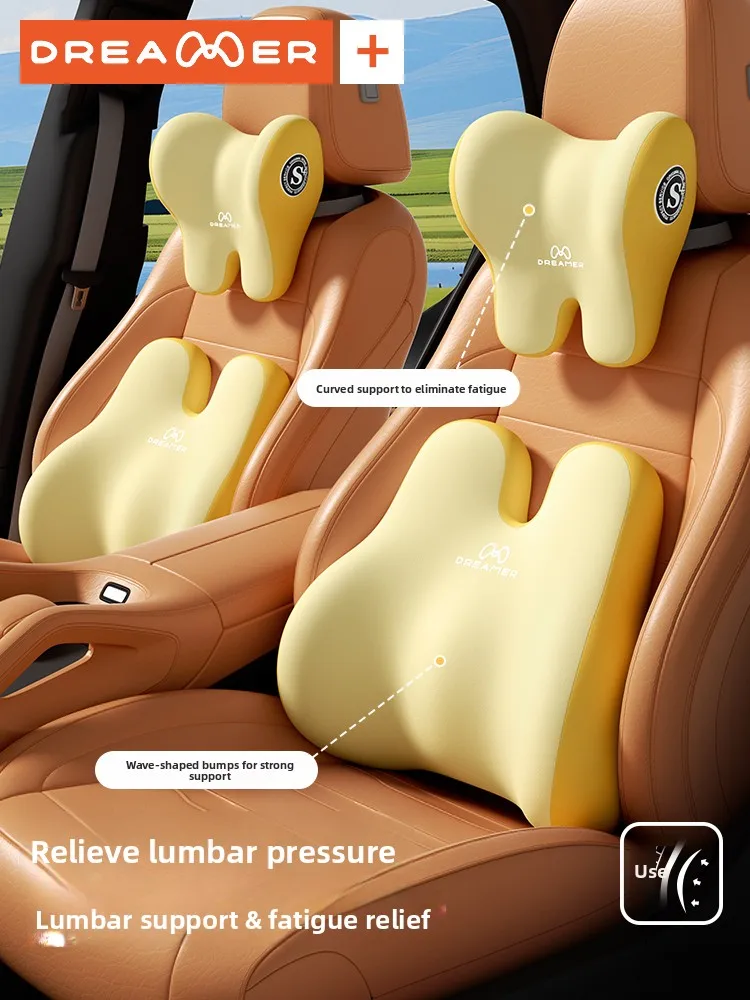 

Zhimengren Car Backrest Cushion Set Driving Support Neck Protector Breathable Memory Foam Universal for Office And Car Use