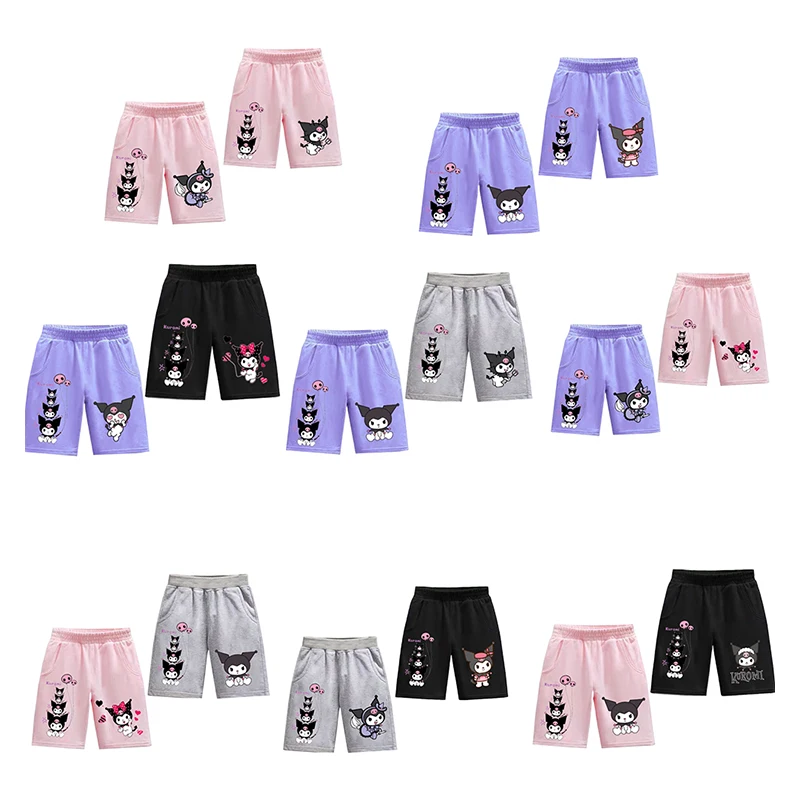 Anime Sanrios Kawaii Kuromi Shorts Cartoon Cute Summer Loose Fitting Leisure Ventilate Comfort Outdoors Sport Shorts Girl Gift