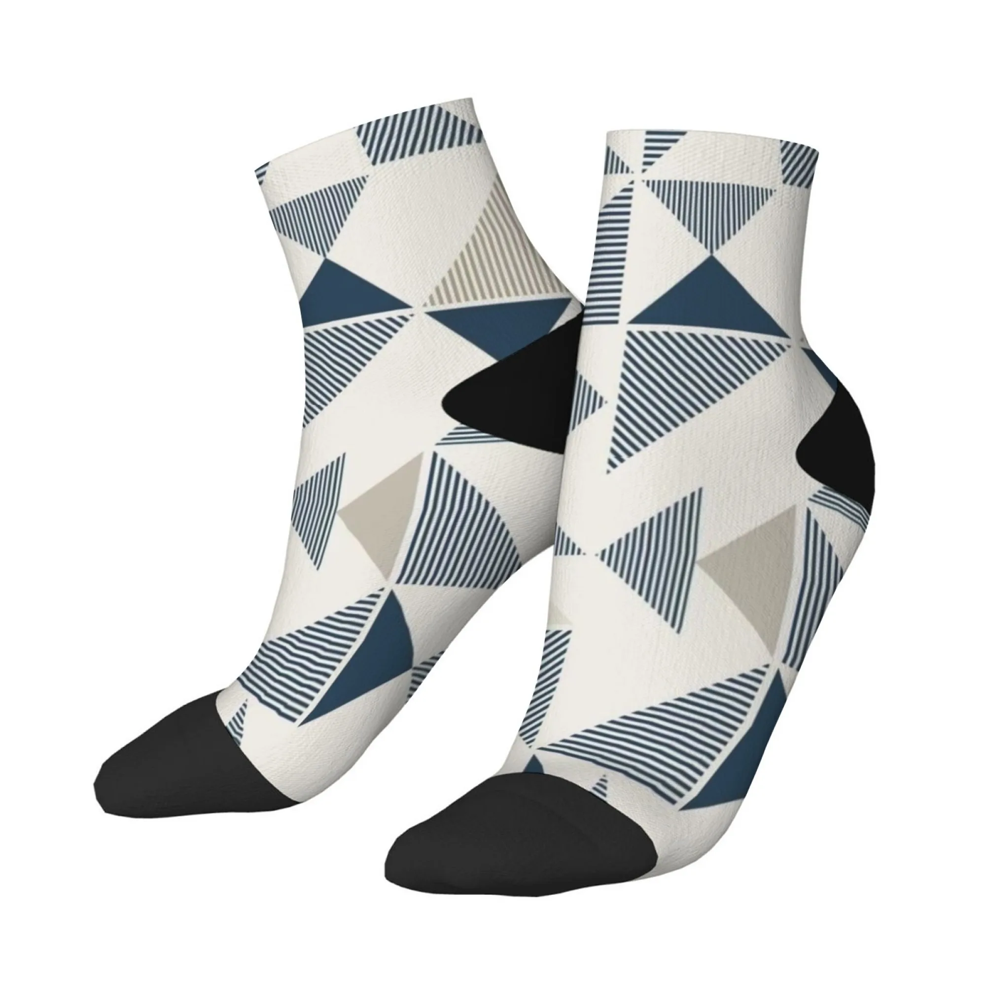 

Персонализированные мужские короткие носки с треугольниками, новинка, забавные сумасшедшие компрессионные носки, мягкие и удобные повседневные носки в стиле хип-хоп