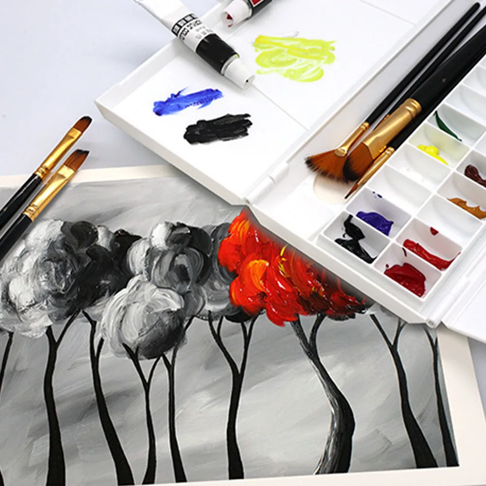 

Foldable Watercolor Pigment Box with Multiple Compartments for Artists Students Compact Art Paint Storage Clean Mixing