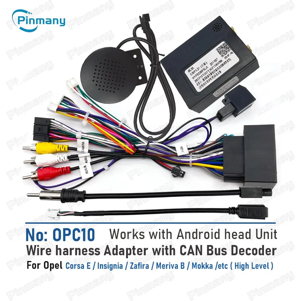 Cable de Radio para Auto Pinmany OPC11, Adaptador de Arnés de Cableado de 16 Pines con Decodificador CAN Bus para Opel Zafira, Corsa E, Insignia, Meriva B, Mokka