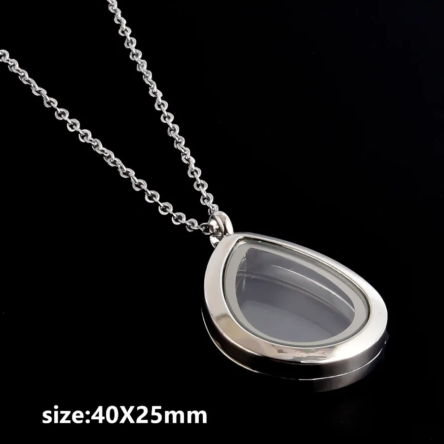1 Stück Legierungsanhänger Magnet-Medaillon-Halskette Wassertropfen Rechteck Herz Halsketten für Damen Herren DIY Foto Edelstahlketten – Detail 7