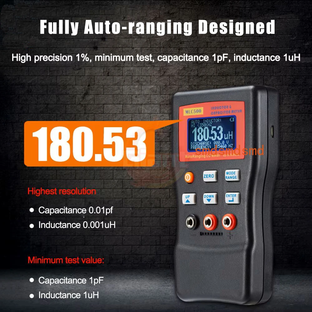

MLC500 LC Meter 500KHz Auto-ranging Capacitance Inductance Tester Professional Measuring Internal Resistance of Capacitor Tester