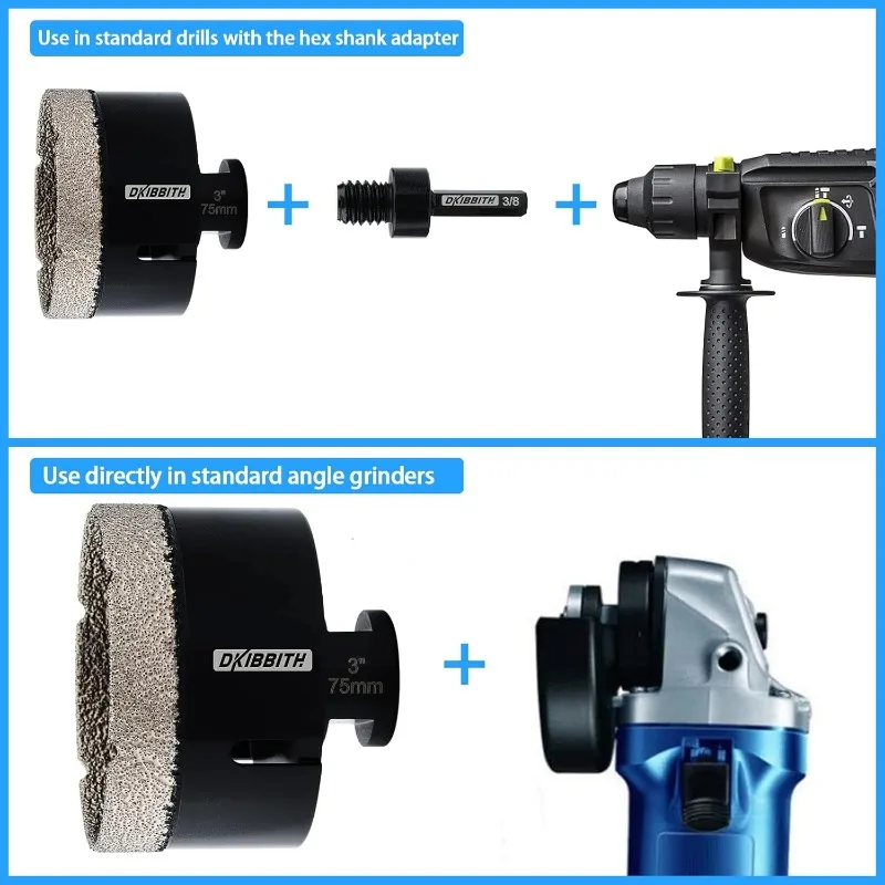 3 ''Droge Diamantkern Boor 75Mm Diameter Tegel Bits Vacuüm Gesoldeerde Haakse Slijper Voor Porseleinen Keramisch Graniet