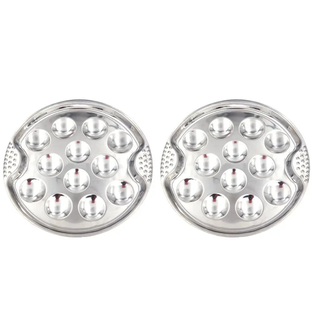 2Pcs Escargot Plate Stainless Steel 12 Snail Capacity Baking Serving Dish for Outdoor Bbq French Meals Mushroom Eggs Shellfish