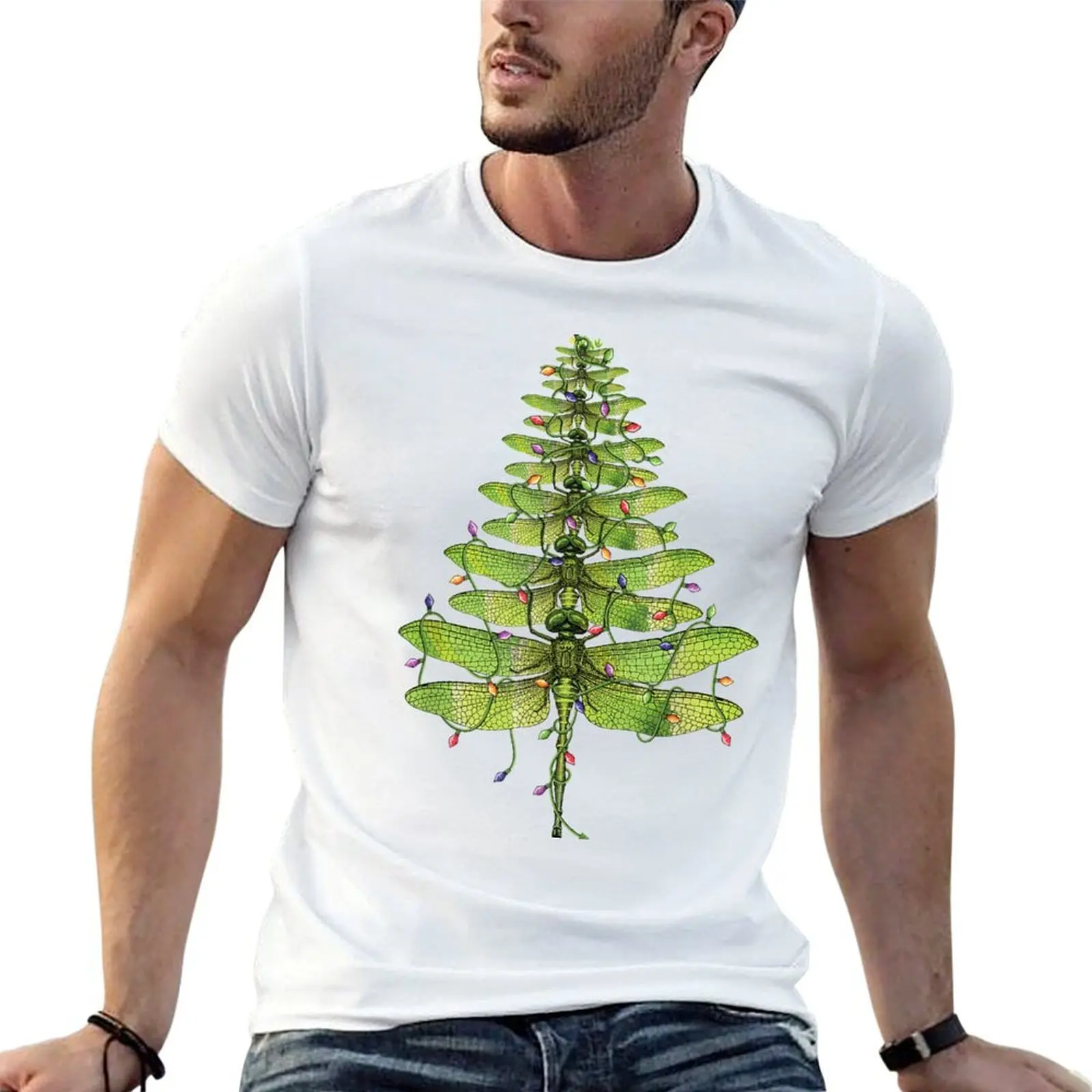 Merry Christmas insect Lover Xmas Dragonfly Christmas Tree T-Shirt clothes anime t shirts men t shirt