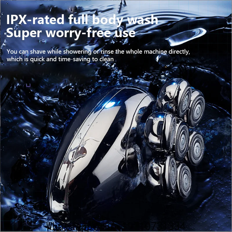 Men Electric Head Shaver 7D Magnetic Razor Hair Trimmer Rechargeable LED Display Waterproof Beard Shavers Wet Dry Hair Trimmer