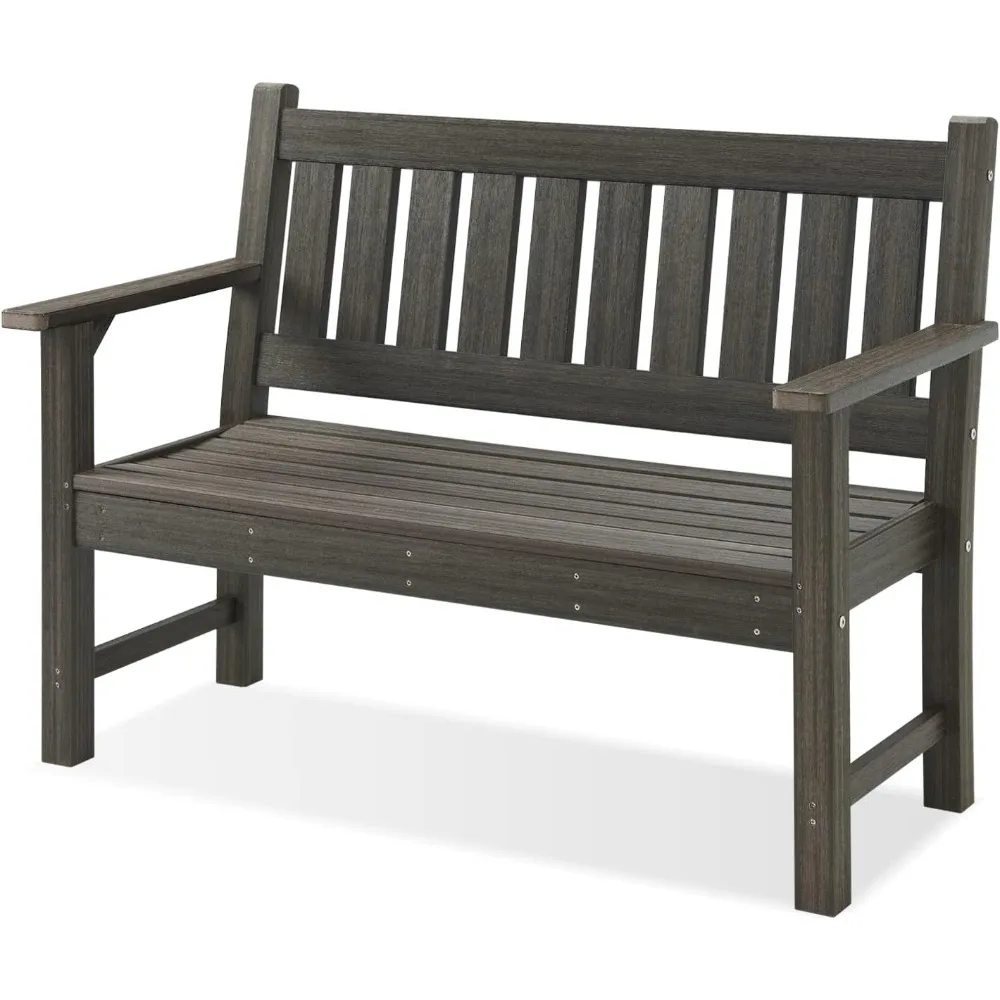 

Outdoor Bench, 2-Person Garden Bench, Poly Lumber Patio Bench for Outdoors, Porch, and Park (Dark Brown)