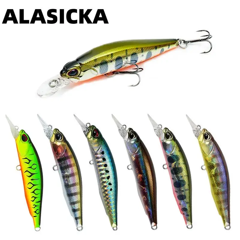 ALASICKA 77mm / 63mm Fishing Lure Sinking Minnow Jerkbait Hard Lures Fishing Wobbler Bass Crankbait Trout Lure Cocked Mouth Bait