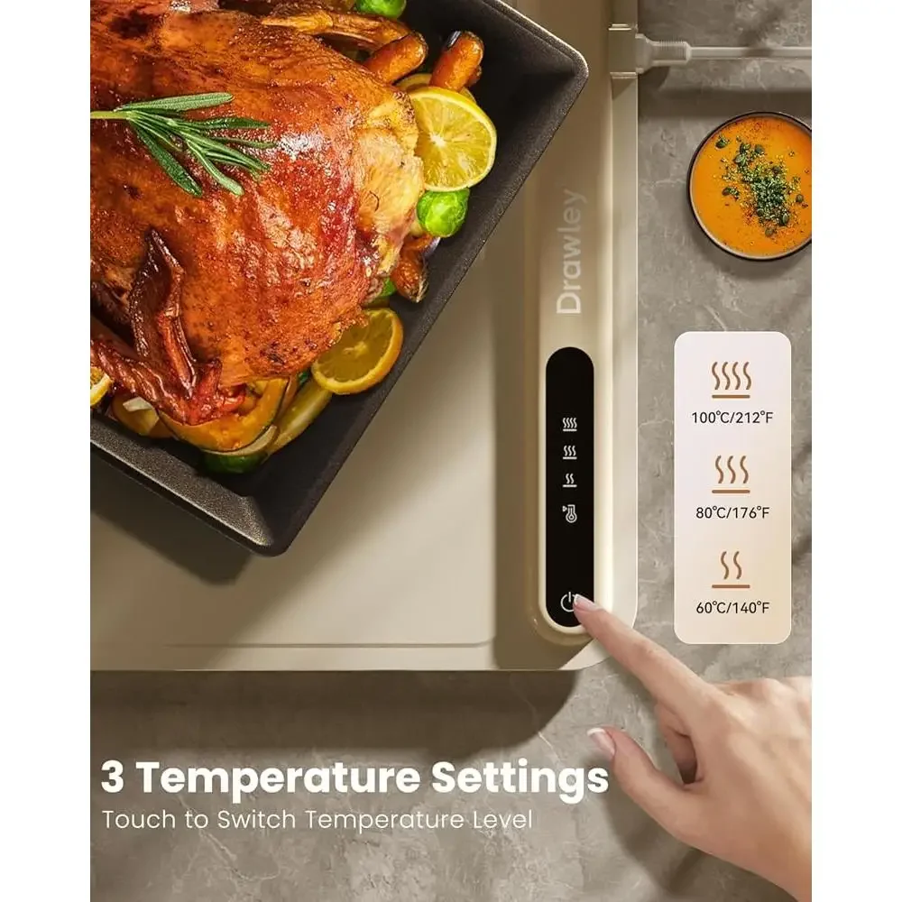 Portable Electric Food Warming Mat Silicone Heating Tray Rapid Even Heating Temperature Control Party Travel Kitchen Cooking