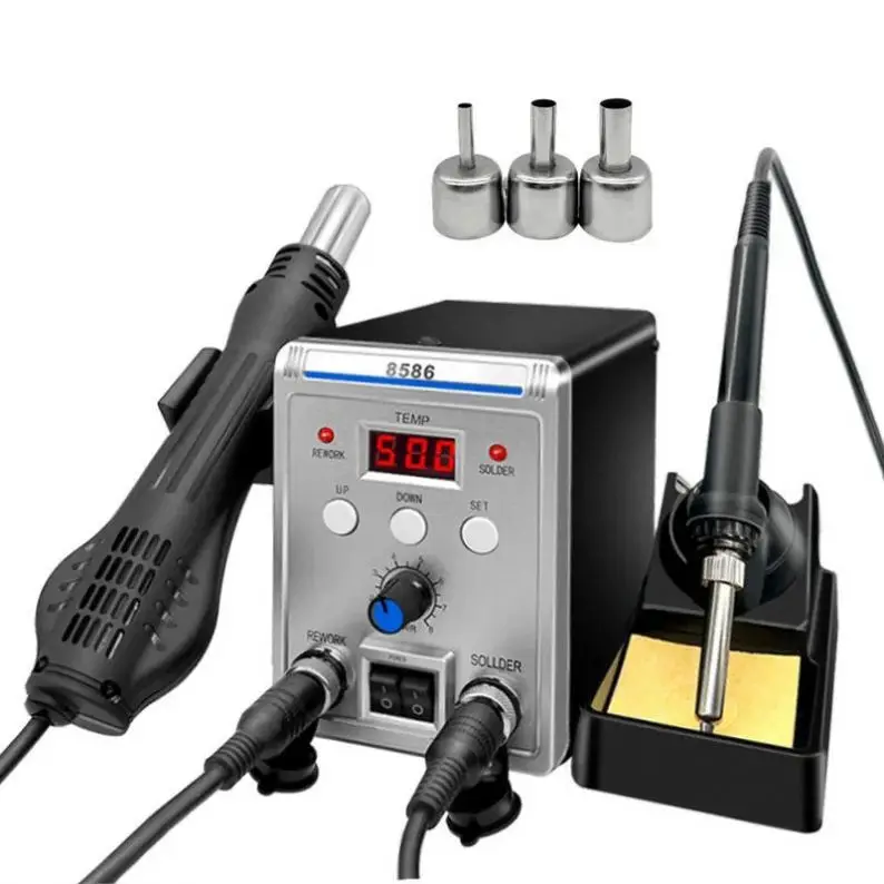 Digital Display 2-in-1 Hot Air Gun Soldering Station with Adjustable Temperature for Rework and Soldering