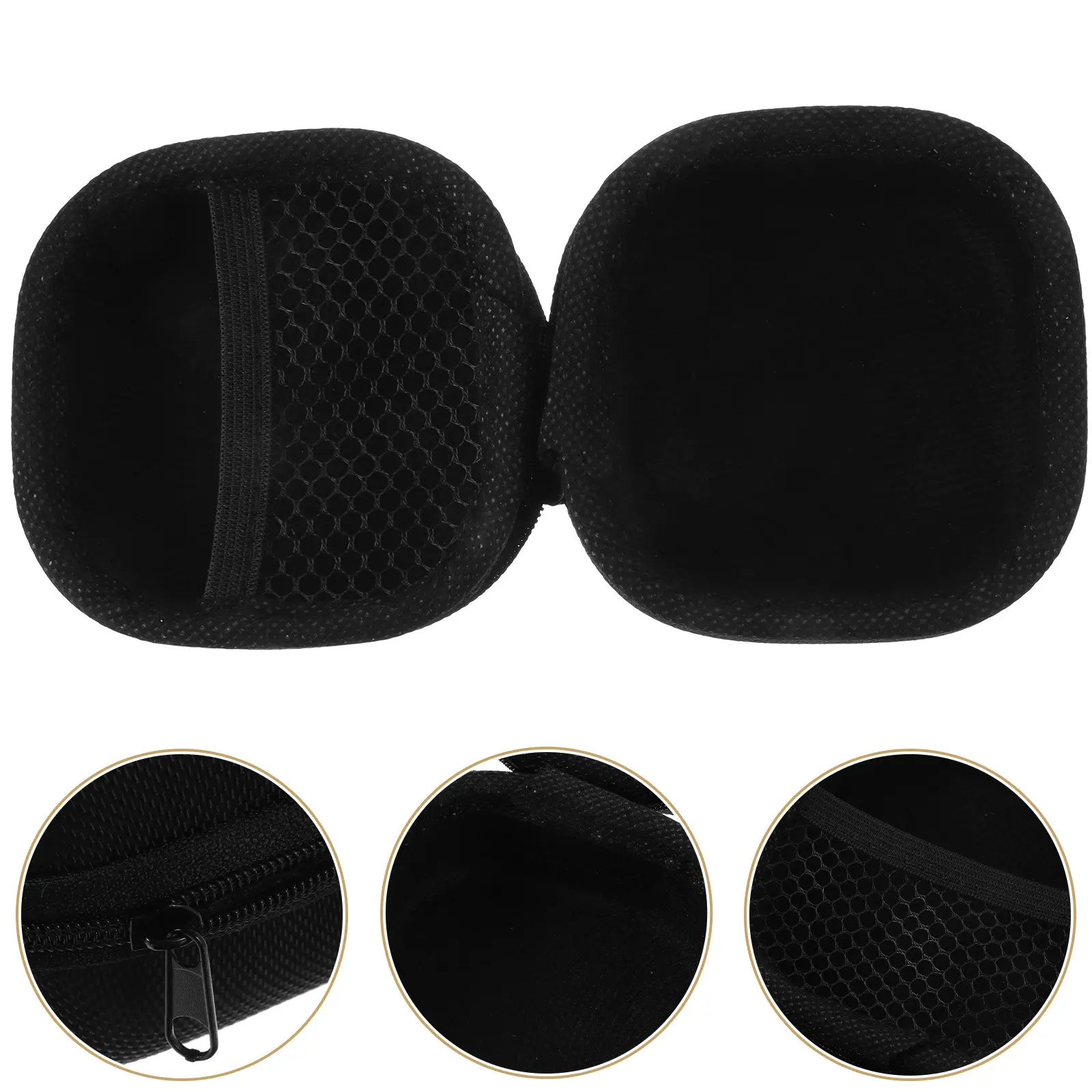 Small Hard Square Earphone Pouch Black Portable Carrying Case Soft Lining Storage Box Earphone Storage Bag for Headphone USB