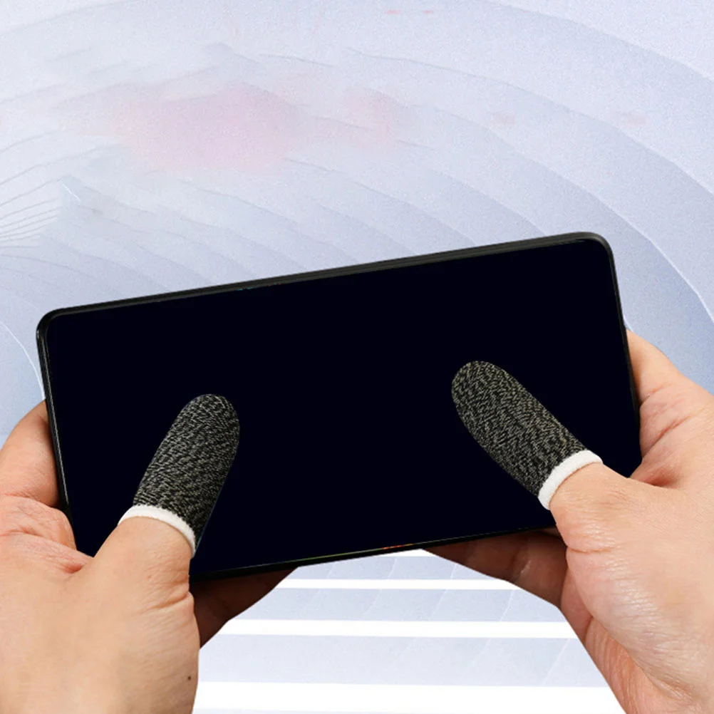 

6Pcs Breathable Anti-Sweat Finger Covers Elastic Mobile Game Finger Sleeves Conductive Fiber Touch Screen Gaming Gear