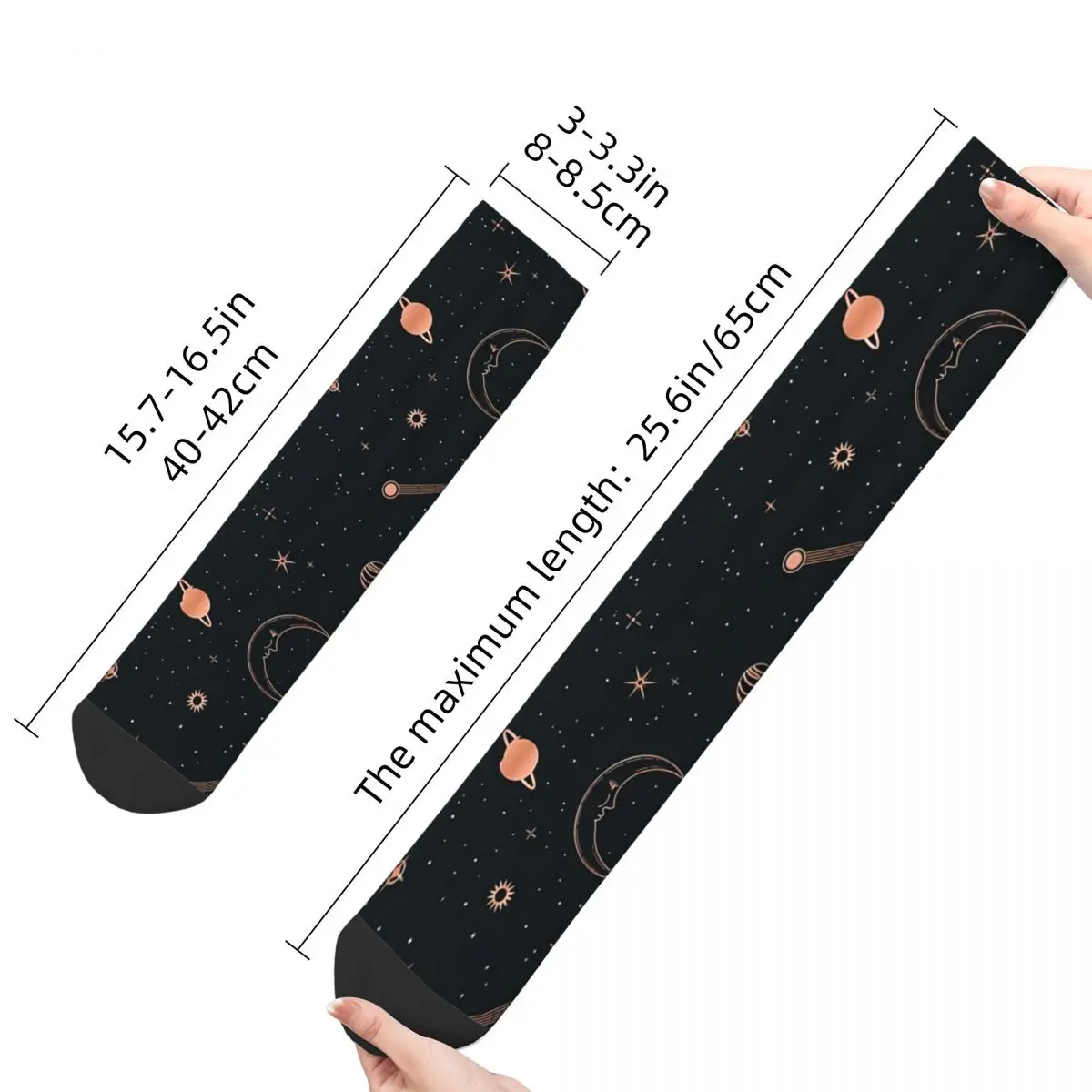 Funny Crazy Sock for Men Black Universe Hip Hop Harajuku Zodiac Star Happy Quality Pattern Printed Boys Crew Sock Novelty Gift