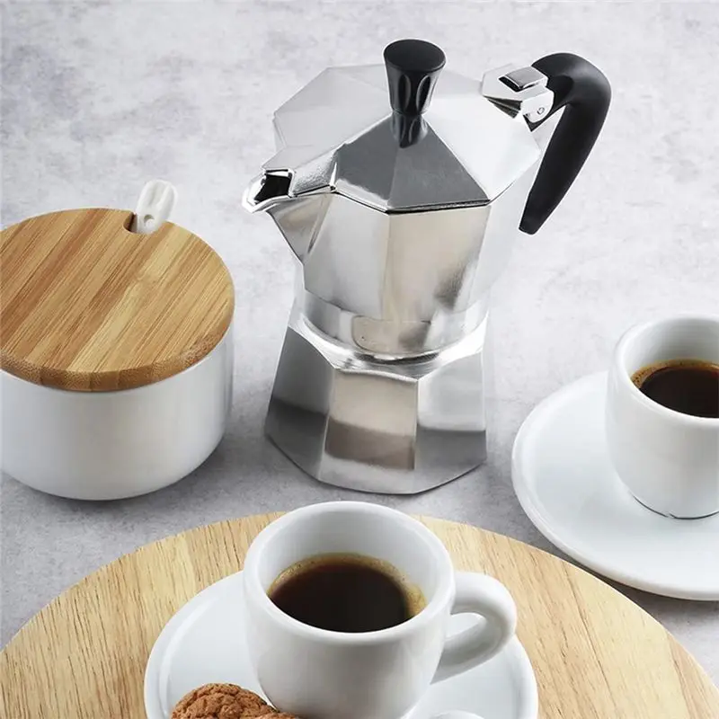 

BHBL культовая кофеварка для эспрессо, настоящий итальянский кофе, кофейник для мока, алюминий, серебряный кофейник