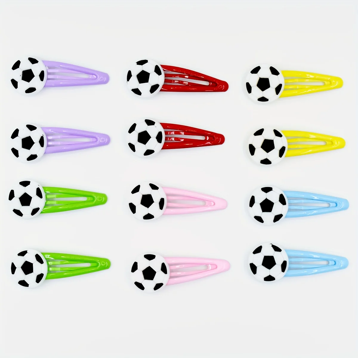 

12 sets of football hair clips, football themed party decorations, birthday gifts, gift bags, filling materials with random colors