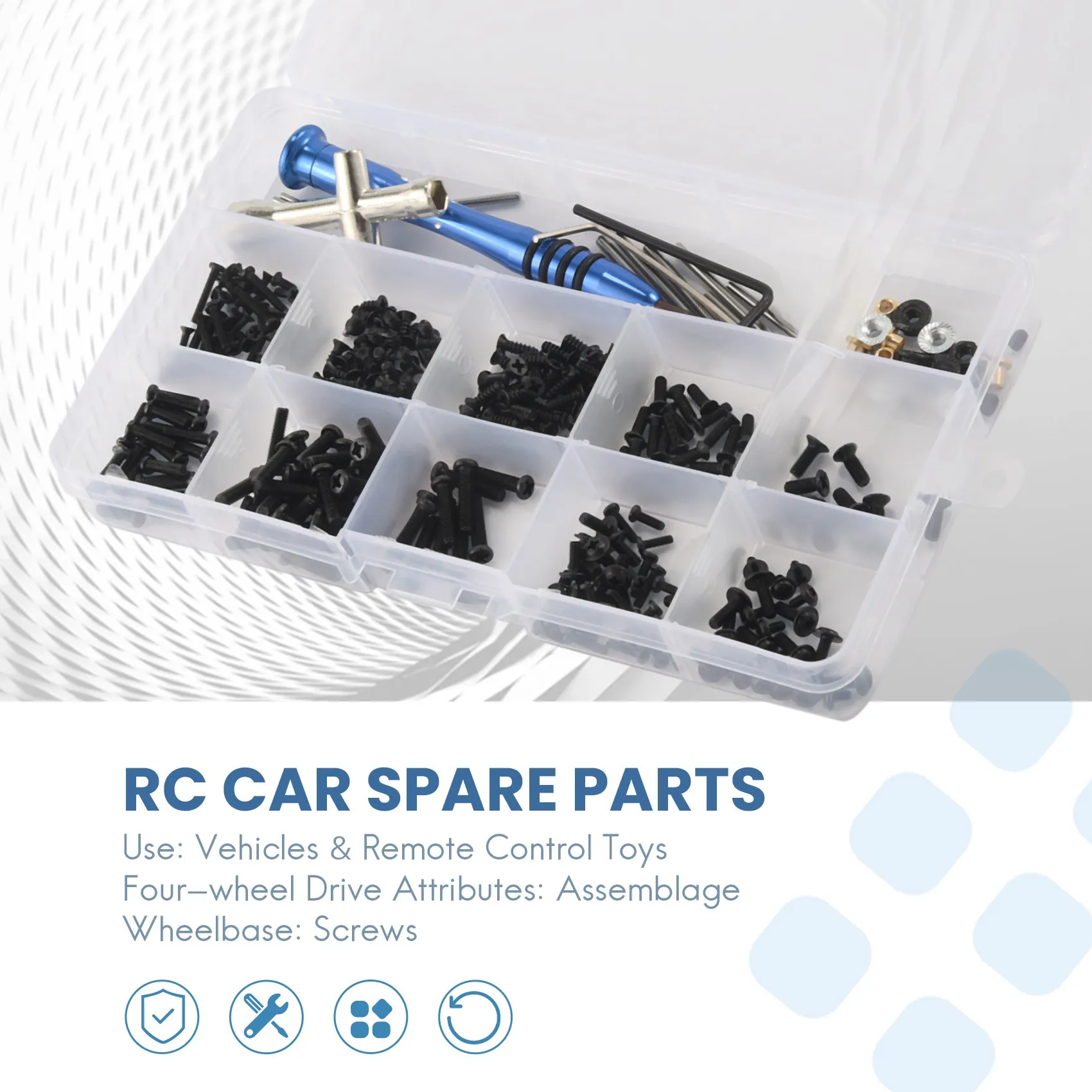 Vis A15M M2 M2.5 M3 pour pièces de rechange de voiture RC 144001 1/14, vis à tête cylindrique, vis à tête plate, demi-dent