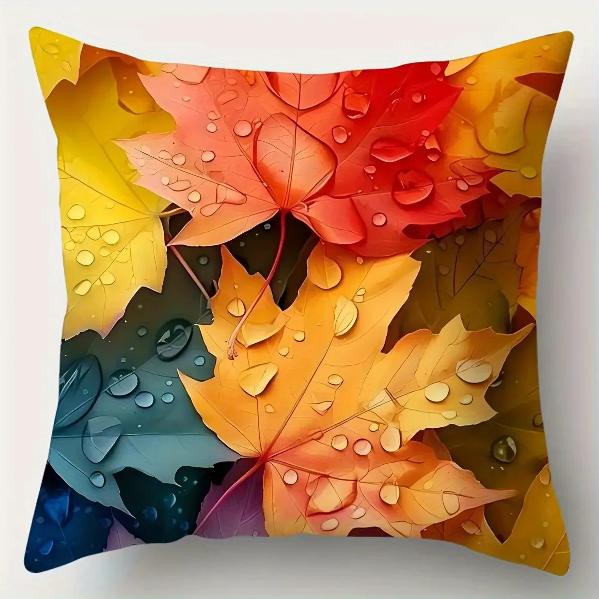 Decorative Autumn Leaves Fall Print Throw Pillow Cover Cushion Pillowcase Home Decor Seasonal Botanical Accent Decoration for Yo