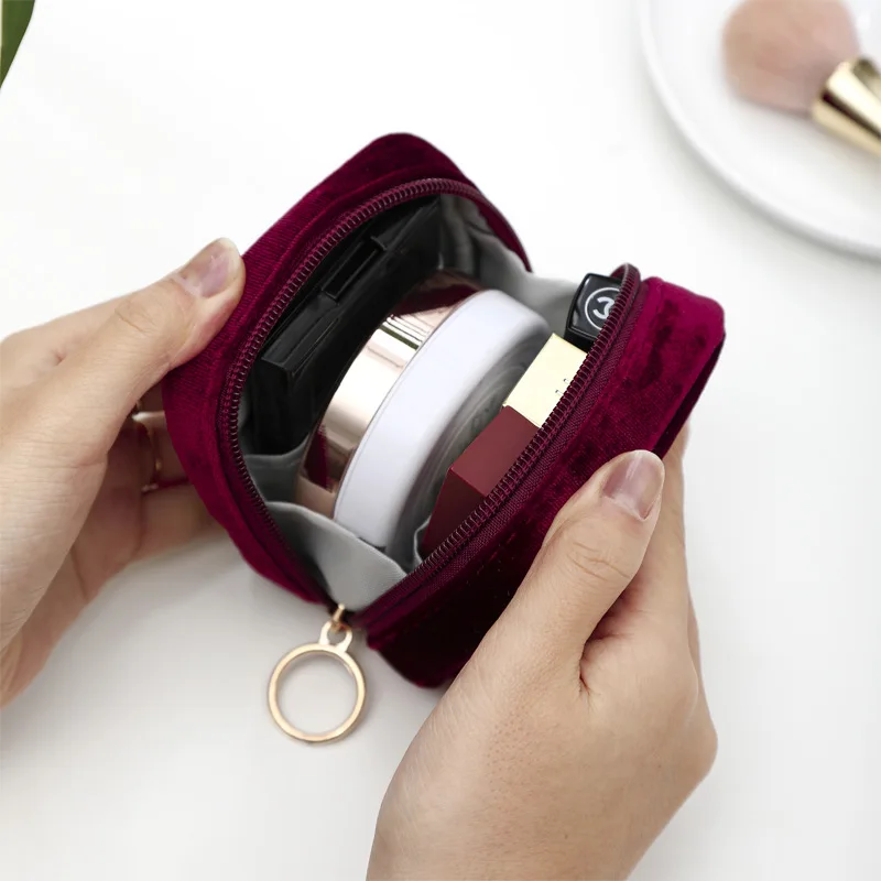 Przenośny trwały makijaż szminka kable do transmisji danych organizator kosmetyczka kosmetyczka aksamitna haftowana kosmetyczka woreczki na podpaski higieniczne