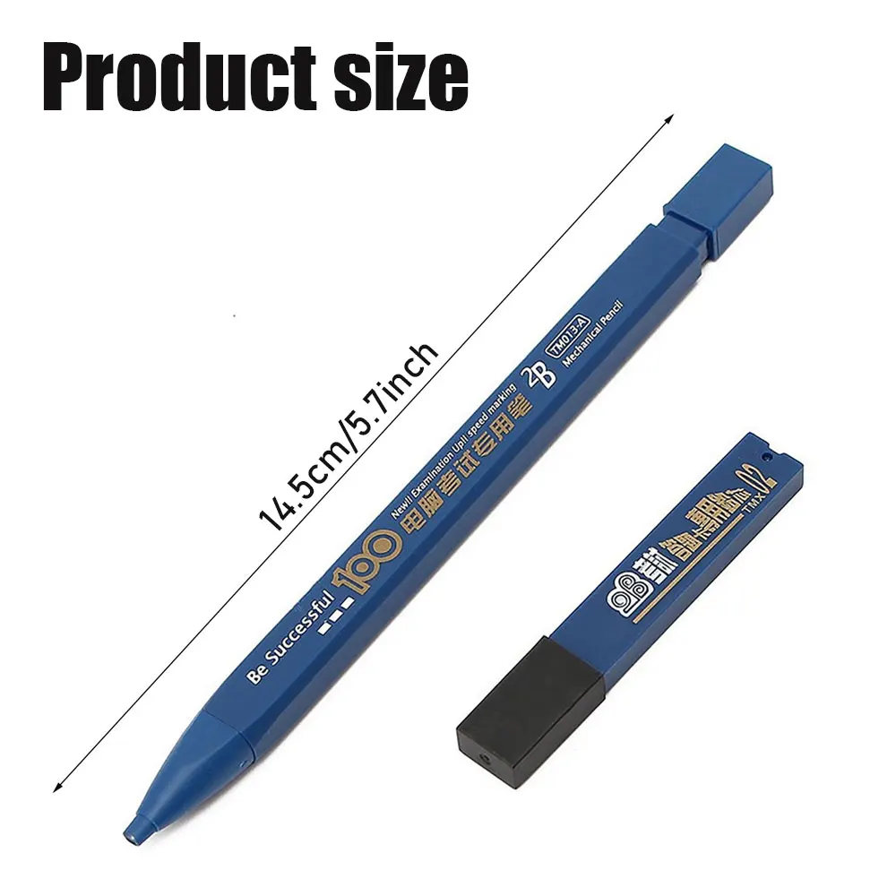 2B Mechanical Pencil Set, Including 1 Pencil and 6 Lead Pieces, Black Lead, No-Sharpening Lead (Color Random).