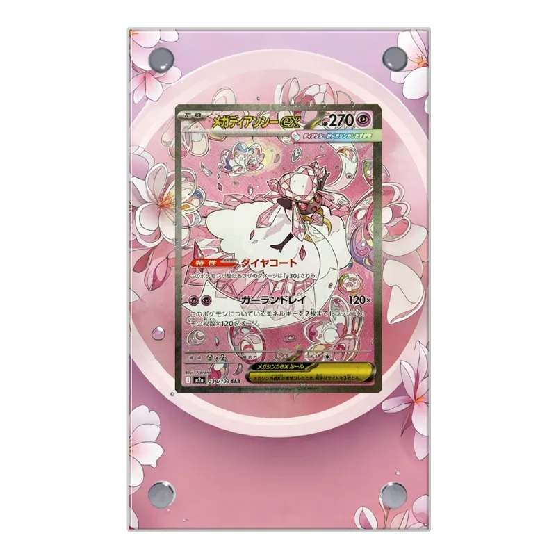 Para cartões pokemon display ptcg mega diancie ex anime jogo coleção expandir arte presentes auto feito acrílico caso protetor brinquedos