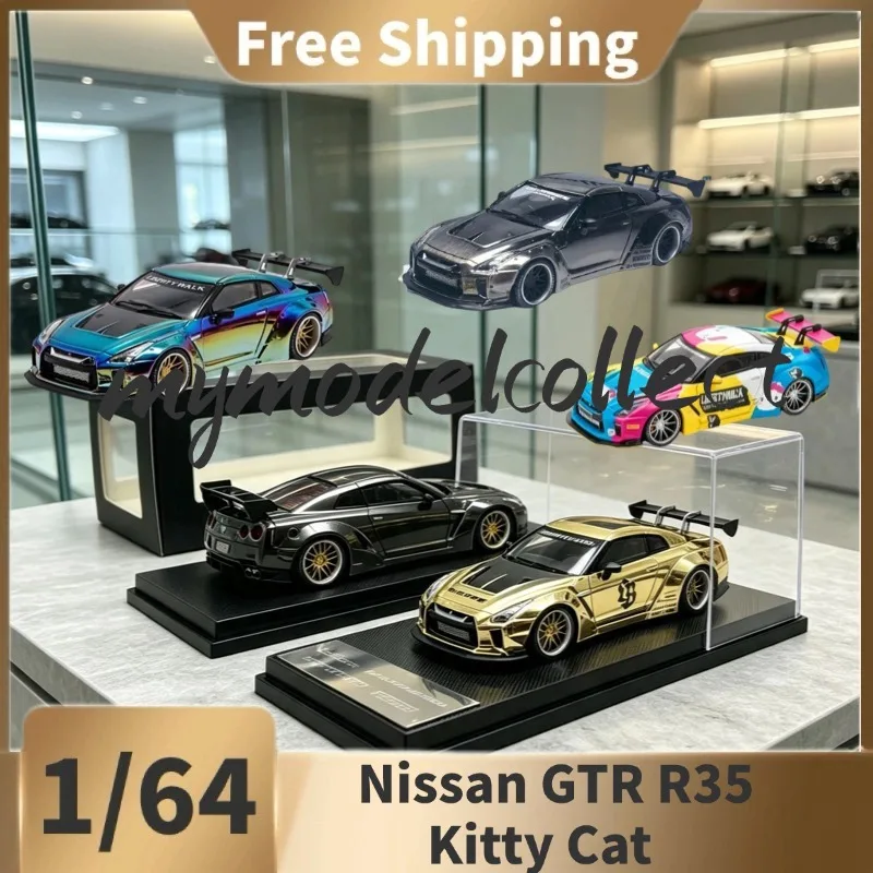 （In Stock） MC 1:64 Nissan GTR R35 Kitty Cat Alloy Car Model, Display and Collection Item